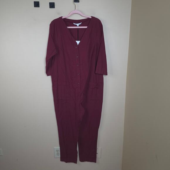 The Nines by Hatch Wine Color Maternity Romper Boiler Suit Jumpsuit Size L - Picture 1 of 9